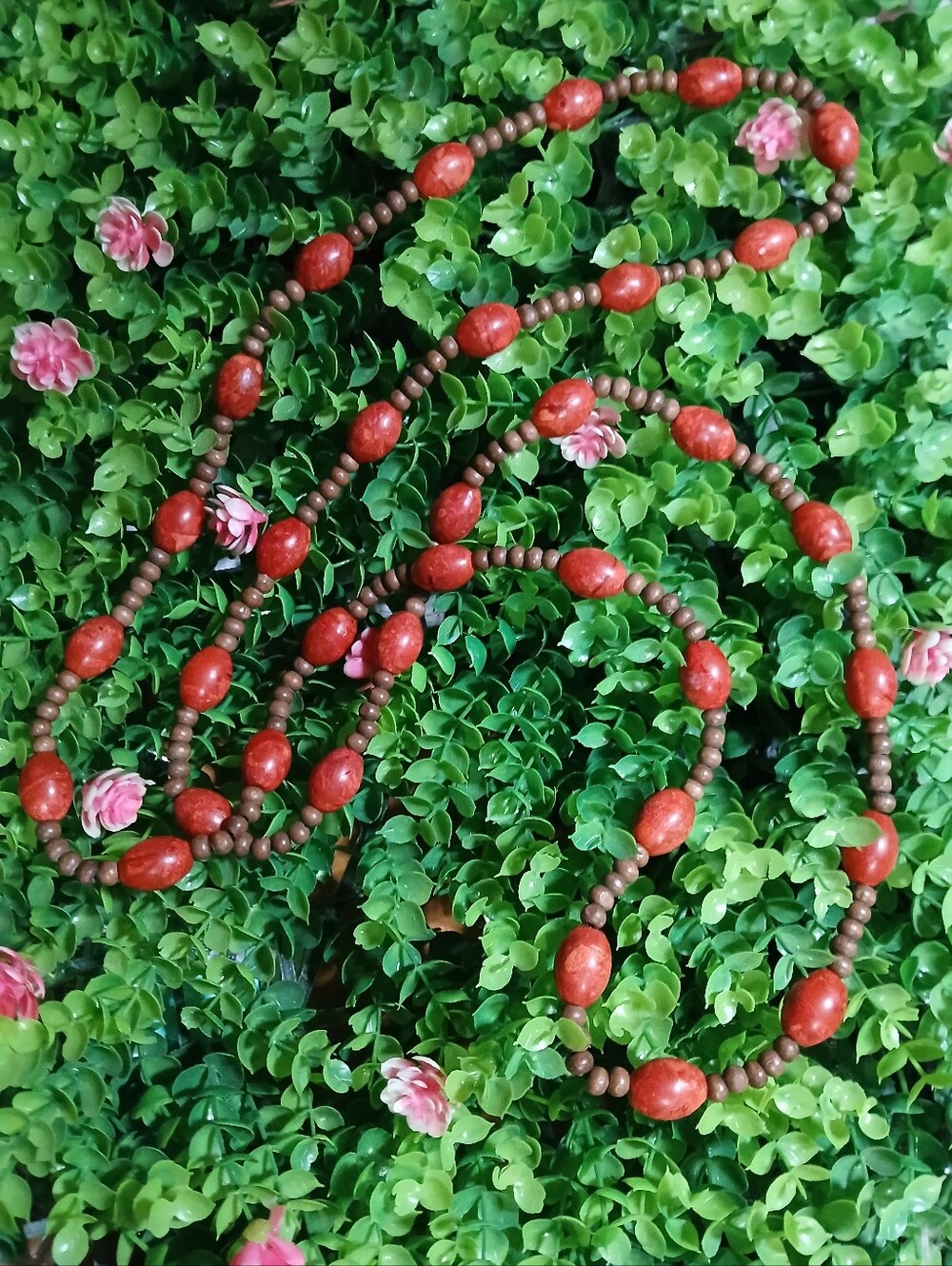 Handcrafted Red and Brown Beaded Necklace - Women Jewelry